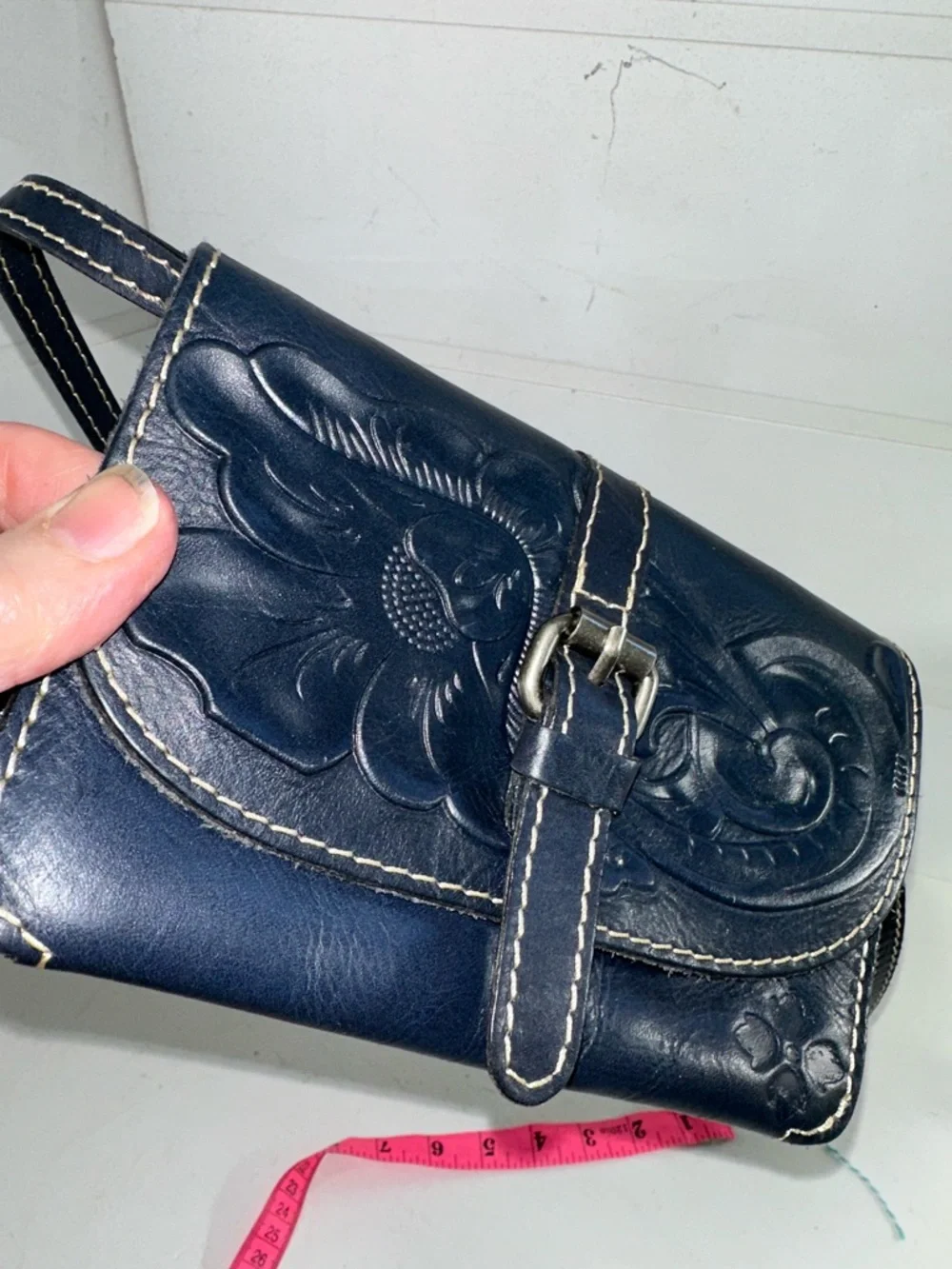 Patricia Nash navy leather crossbody clutch - Picture 1 of 7